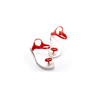 Сандалии Zhoelala KISS (белый+красный)/ Zhoelala KISS (white+red)