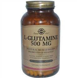 Solgar, L-глютамин, 500 мг, 250 растительных капсул