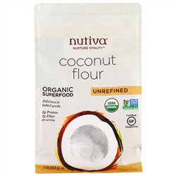 Nutiva, Органическая кокосовая мука, нерафинированная, 1 фунт (454 г)