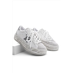 Marjin Kadın Sneaker Bağcıklı Pul Detay Kalın Taban Spor Ayakkabı Motez Zebra 321012111-1