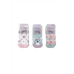BUONUMARE Kız Çocuk Çorap Pamuklu Renkli 1-2 Yaş Ceylan Desenli 3'lü Set M0C0201-0104