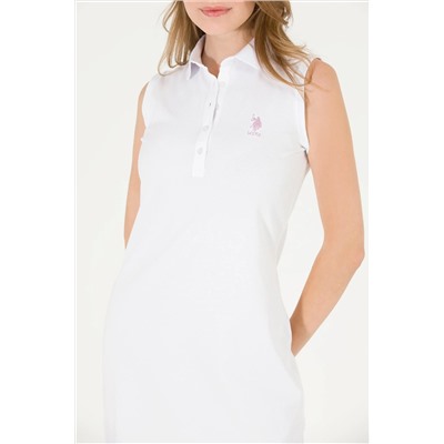 Kadın Beyaz Polo Yaka Örme Elbise