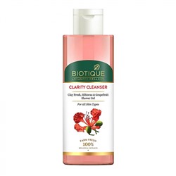 BIOTIQUE Advanced Organics Clarity Cleanser Clay Fresh, Hibiscus &amp; Grapefruit Shower Gel Очищающий гель для душа с глиной, экстрактами гибискуса и грепфрута 200мл