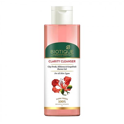 BIOTIQUE Advanced Organics Clarity Cleanser Clay Fresh, Hibiscus &amp; Grapefruit Shower Gel Очищающий гель для душа с глиной, экстрактами гибискуса и грепфрута 200мл