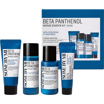 SOME BY MI BETA PANTHENOL REPAIR STARTER KIT (4components) Набор: Увлажняющий и восстанавливающий гель для умывания с пантенолом, Увлажняющий и восстанавливающий тонер с пантенолом, Интенсивная восстанавливающая сыворотка для лица с пантенолом, Восстанавливающий и успокаивающий крем для лица с пантенолом 30+30+10+20мл