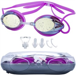 Swimming Goggles Anti Fog Shatterproof UV Protection,No Leaking with Silicone Nose Clip Ear Plugs and Protection Case Swimming Goggles Suit for Men Women Kids-Best Swim Goggles