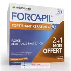 ArkoPharma Forcapil Fortifiant Kératine+ - Force, Résistance & Protection - Cheveux & Ongles Abîmés 180 gélules