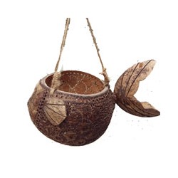 Кашпо подвесное «Рыбка» из кокосового ореха