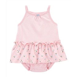 Carter's | Pink & Blue Floral Skirted Bodysuit - Infant