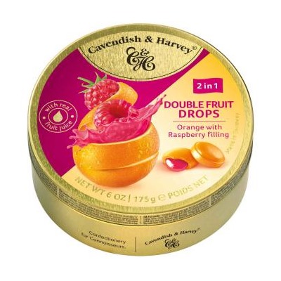 Cavendish & Harvey Double Fruit Drops Orange with Rasperry Filling 175g