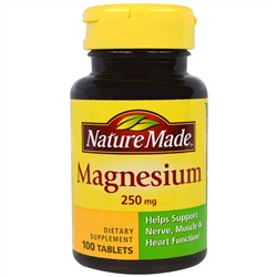 Nature Made, Магний, 250 мг, 100 таблеток