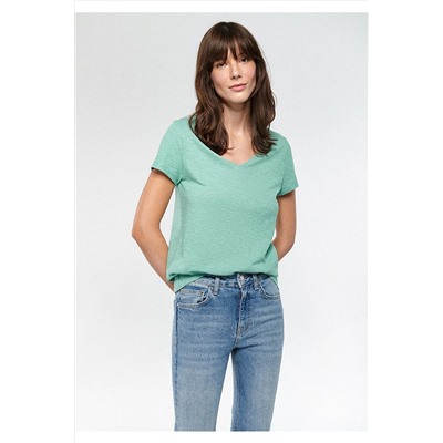 Mavi Yeşil Basic Tişört Slim Fit / Dar Kesim 168260-71791