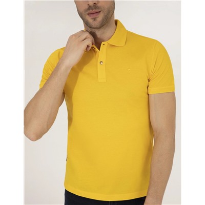 Sarı Slim Fit Polo Yaka Merserize Tişört