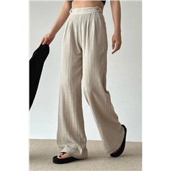Liora Kadın Taş Rengi Beli Lastik Ve Düğme Detaylı Pantolon DP231001