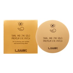 L.SANIC Snail Аnd 24K Gold Premium Eye Patch Гидрогелевые патчи для области вокруг глаз с муцином улитки и золотом 60шт