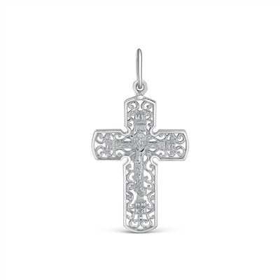 Крест из серебра родированный - 4,5 см