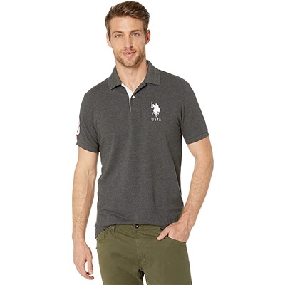 U.S. POLO ASSN. Slim Fit Solid Polo w/ Contrast Striped Underside of Collar