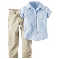 2-Piece Shirt & Khaki Uniform Pant Set