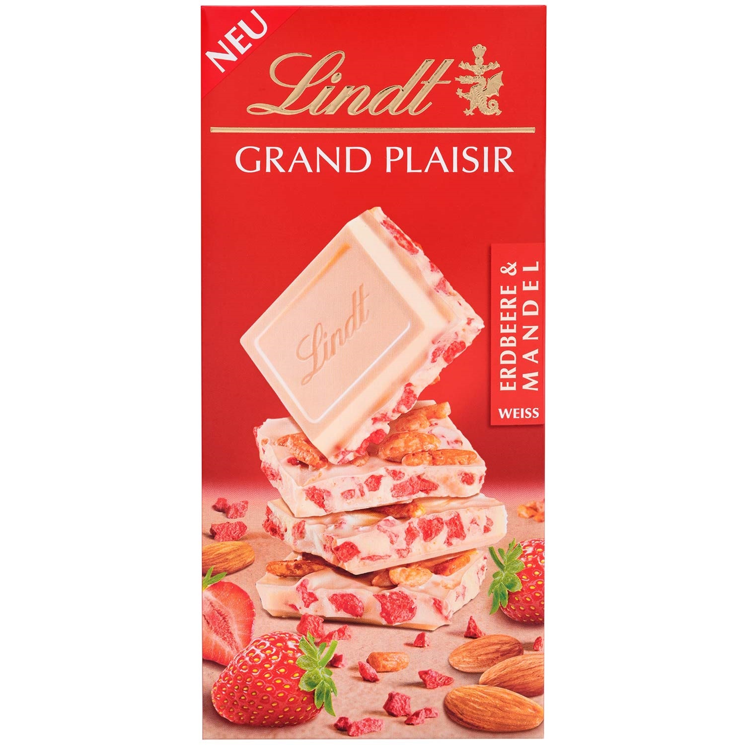 Lindt Grand Plaisir Erdbeere & Mandel Weiße Schokolade Tafel 150g