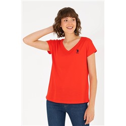 Kadın Kırmızı V - Yaka Tişört