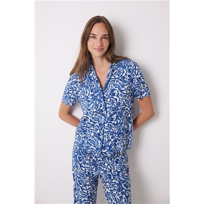 Pijama camisero viscosa estampado paisley