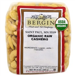 Bergin Fruit and Nut Company, Органические сырые кешью, 9 унций (255 г)