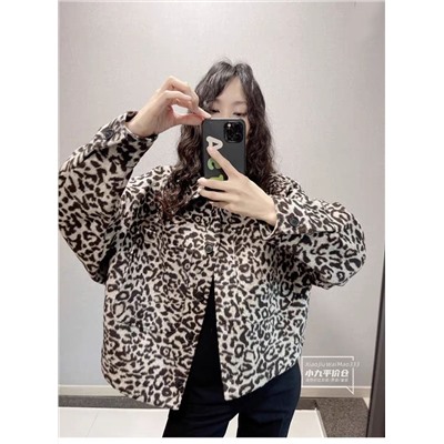 👔Укороченное женское пальто рубашечного кроя, леопардовый принт🆒 ✔️ZAR*A Вес ок. 0,7кг