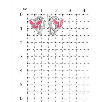 Серьги детские из родированного серебра с эмалью и фианитами - Бабочки 925 пробы 2313006
