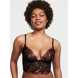 Cherry Embroidery Quarter-Cup Corset Top in Embroidery