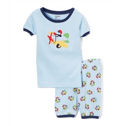 White & Blue Airplane Pajama Set - Toddler & Boys Leveret