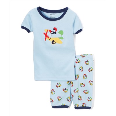 White & Blue Airplane Pajama Set - Toddler & Boys Leveret
