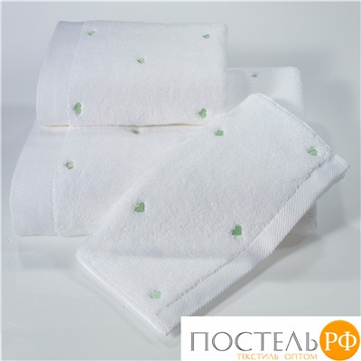 1018G11183100 Полотенце Soft cotton LOVE белый-зелёный 50X100