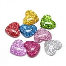 LiQunSweet 200 Pcs Sweet Heart Slime Charms Cabochon Resin Flatbacks Buttons Beads Without Hole for Miniature Fairy Garden Hair Accessories DIY Scrapbooking Phone Case Jewelry Making - 14x16mm