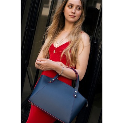 Bolso de piel Parl Azul marino y rojo