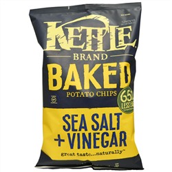 Kettle Foods, Печеные картофельные чипсы, морская соль и уксус, 4 унции (113 г)