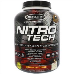 Muscletech, Nitro Tech, Whey Isolate+ Lean Musclebuilder, Birthday Cake, 3.97 lbs (1.80 kg)