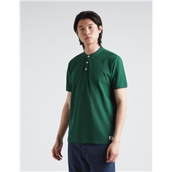 Mandarin Collar Polo, Men, Green