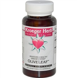 Kroeger Herb Co, Оливковые листья, 100 вегетарианских капсул