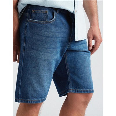 Slim Fit Denim Shorts, Men, Blue