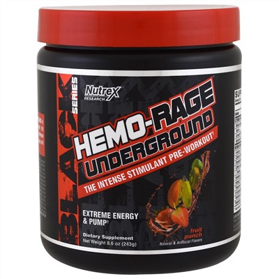Nutrex Research Labs, Black Series, Hemo-Rage Underground, Фруктовый удар, 243 г (8.6 oz)