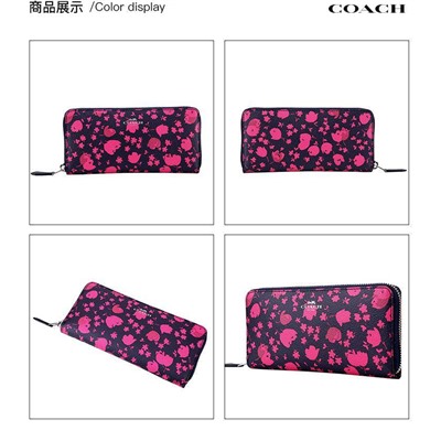 Компактный и универсальный длинный кошелек-клатч Coac*h с принтом Черный/розово-красный  Оригинал