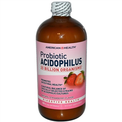 American Health, Пробиотик ацидофилус с натуральным клубничным вкусом, 472 мл
