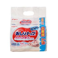 Влажные салфетки для детей PIGEON  пропитаны молочным лосьоном  возраст 0+ мягкая упаковка 80шт*3