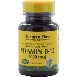 Nature's Plus, Витамин B-12, 2000 мкг, 60 таблеток