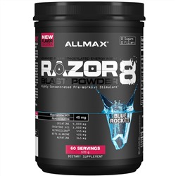 ALLMAX Nutrition, Razor 8, Pre-Workout Energy Drink With Yohimbine, Blue Rocket, 1.25 lb (570 g)