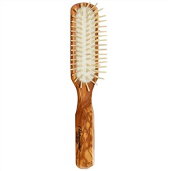 Fuchs Brushes, Расческа для волос Ambassador, прямоугольной формы, из оливкового дерева с деревянными зубчиками, 1 шт