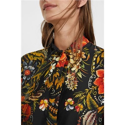 Blusa floral seda con lazo