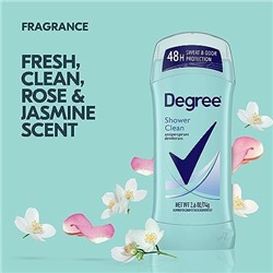 ПО 2 ШТ Degree Advanced Antiperspirant Deodorant Shower Clean, 48-Hour Sweat & Odor Protection Antiperspirant for Women with MotionSense Technology 2.6 oz