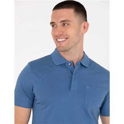 Koyu Mavi Regular Fit Polo Yaka Merserize Tişört