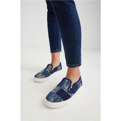 Zapatillas slip on denim cremallera